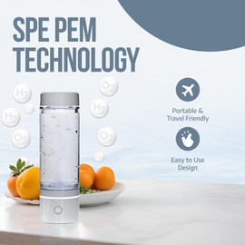 PURDANE Hydrogen Water Bottle 2024 – SPE/PEM Technology Generating Up to 3000ppb Hydrogen-Rich Ionized Water for Antioxidant and Health Benefits – Environmentally Friendly PC and Glass - White