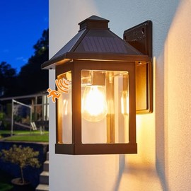 3-Side Solar Porch Lights Outdoor, Brighter Solar Powered Wall Lanterns Outdoor with 3 Motion Sensor, IP65 Waterproof Solar Wall Sconces with 3 Clear Panels for Patio Yard Front Porch Fence Garage