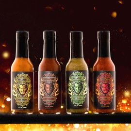 Hellfire Hot Sauce Devil's Blend Gift Pack - Gourmet Hot Sauce Variety Pack With 4 Spicy Flavors (Four 5 oz. Bottles)