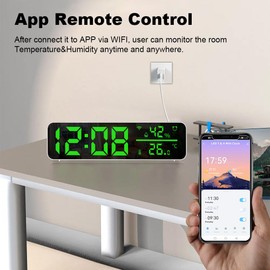 UanTii Tuya Smart Temperature Humidity Sensor with Alarm Clock, WiFi Thermometer Real-Time Monitoring Hygrometer & Thermometer Sensor Works with Smart Life App, Compatible with Alexa and Google Home