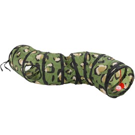 Pawaboo Cat Tunnel, S-Shaped Cat Tube Tunnel 25 * 97cm(9.8''*38.2'') with Balls and Bells, Collapsible Portable Kitten Play Tent Toy Interactive Cats House with Peep Holes for Kitty, Leopard Print