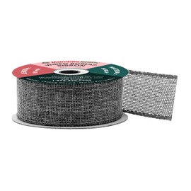 Mandala Crafts Gray Burlap Wired Ribbon for Wreath - Rustic Natural Jute Gray Wired Burlap Ribbon 1.5 Inches Wide 10 Yards for Wedding Fall Holiday Tree