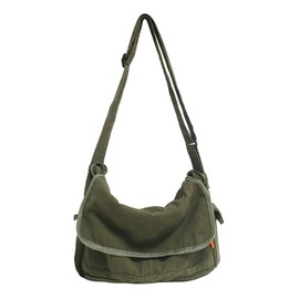 Vintage Canvas Messenger Bag for Men Women Crossbody Bag Satchel Shoulder Bag Harajuku Streetwear (Army Green)