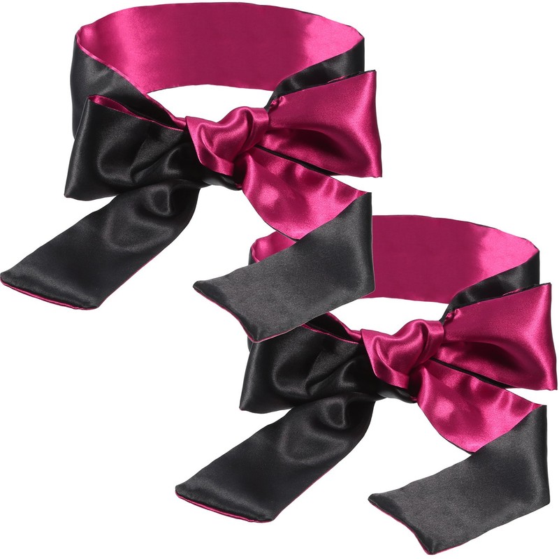 Hestya 2 Pack Sleeping Mask Satin Eye Mask (Black Red)