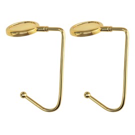kwmobile Purse Hooks for Table - Set of 2 Metal Handbag Hook Holder Hand Bag Hanger for Tables, Desks, Work, Restaurants - Gold