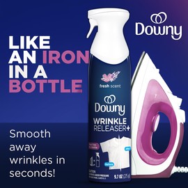 Downy Wrinkle Releaser Spray | All In One Wrinkle Release Spray, Odor Eliminator, Static Remover | Fabric Refresher & Ironing Aid for Clothes | 9.7 Fl Oz (Pack of 2), Fresh Scent