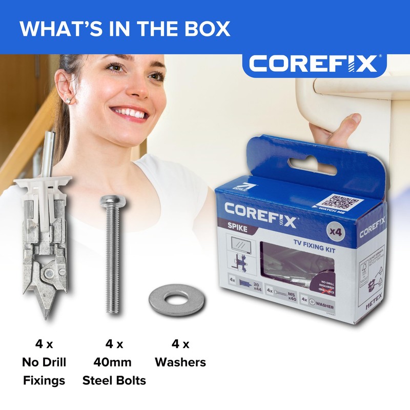 Corefix Spike TV Mounting Kit 4 Pack - Heavy Duty