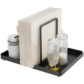 Niciksty Napkin Holder with Salt and Pepper, Metal Napkin Holder for Table, Upright Napkin Dispenser, Modern Napkin Dispenser for Table(Not Including Salt and Pepper Shakers)