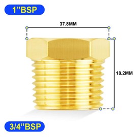 TAILONZ PNEUMATIC Brass Threaded Pipe Fitting 1 Inch BSP Male x 3/4 Inch BSP Female Hex Bushing Adapter （5Pcs）