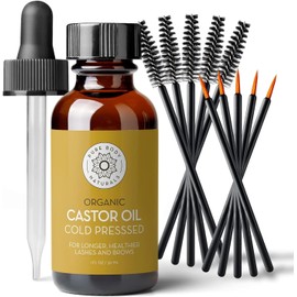 Aceite de Ricino para Pestañas y Cejas Pure Body Naturals, Suero para Cejas y Pestañas, Orgánico, Sin Hexano, Prensado en Frío, Sin Refinar, 1 fl oz