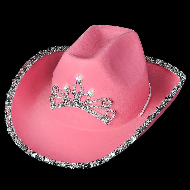 Rhode Island Novelty Child Pink Cowboy Hat with Blinking Tiara