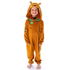 INTIMO Scooby Doo Toddler Kids Hooded Character Union Suit Lounge One-Piece Pajama Loungewear Sleepwear For Girls Boys (4T/5T)