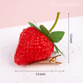 Framendino, 10 Pack Strawberry Hair Clip Cute Simulated Barrettes Fruit Clips for Women