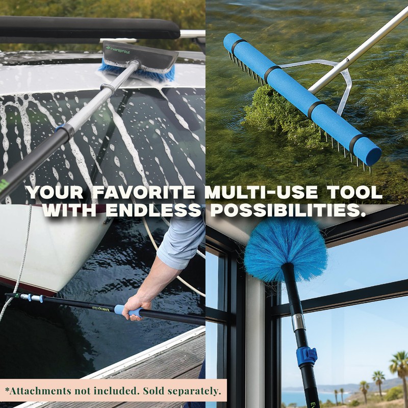 EVERSPROUT Pro 5-to-12 Foot Telescoping Extension Pole (3-Stage), Lightweight Anodized