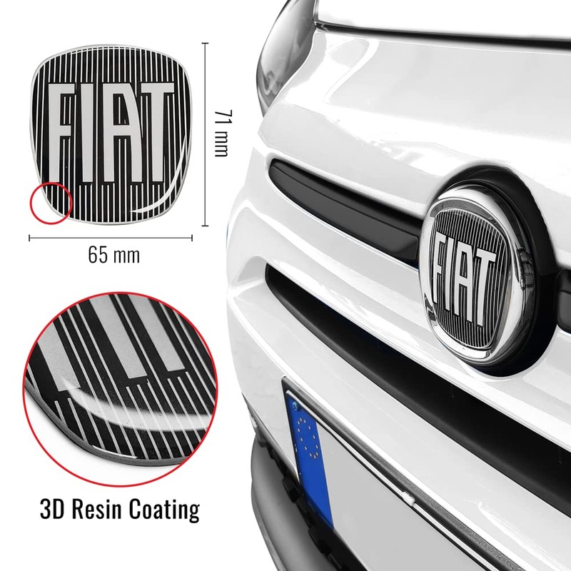 Fiat 3D Sticker Logo 500 Black 71 x 65 mm