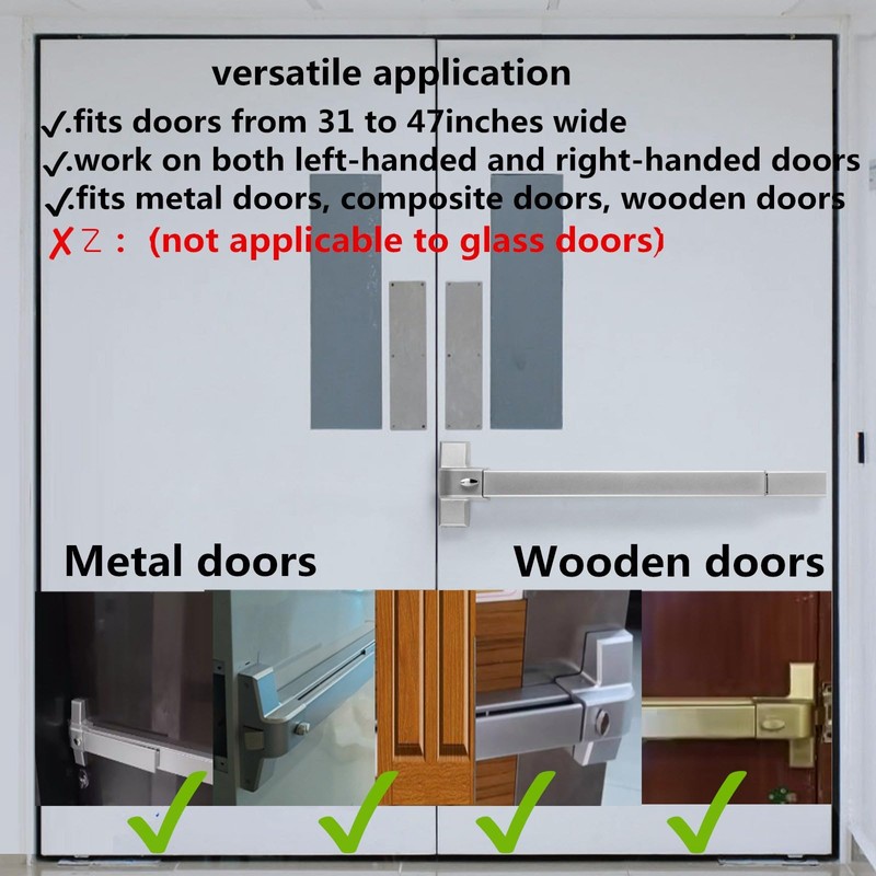 suermany 31.5”/80cm Stainless Steel Commercial Door Push Bar Panic Exit