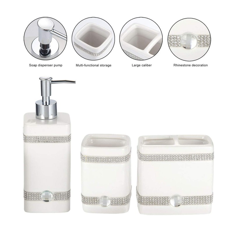 CAA'S Bathroom Accessories Set Ceramic 4 Pieces Bathroom Ensemble for