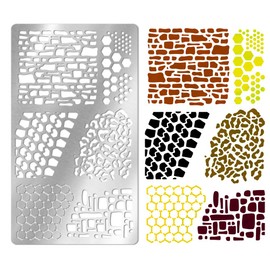 UNICRAFTALE Metal Stencil for Craft Reusable Texture Layering Stencil Wood Burning Leopard Brick Stencils Wood Carving Stainless Steel Texture Templates for Wall Canvas Woods Craft Furniture