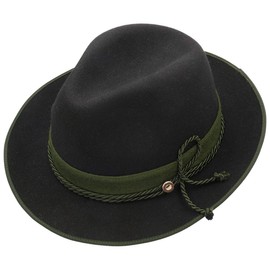 Lodenhut Manufaktur Steiermark Premium Wool Felt Hat Traditional Hat Hiking Hat with Edging, black