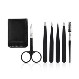 VOANZO 6 Pcs Eyebrow Tweezers Set, Stainless Steel Eyebrow Trimming Scissors Set for Women Men Eyebrow Ingrown Hair Facial Hair Removal
