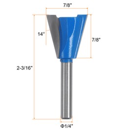 HARFINGTON Dovetail Router Bit 1/4" Shank 7/8" Dia Tungsten Carbide 14 Degree Dovetail Joint Joinery Bit for Drawer Cabinet Box Joints Making Woodworking