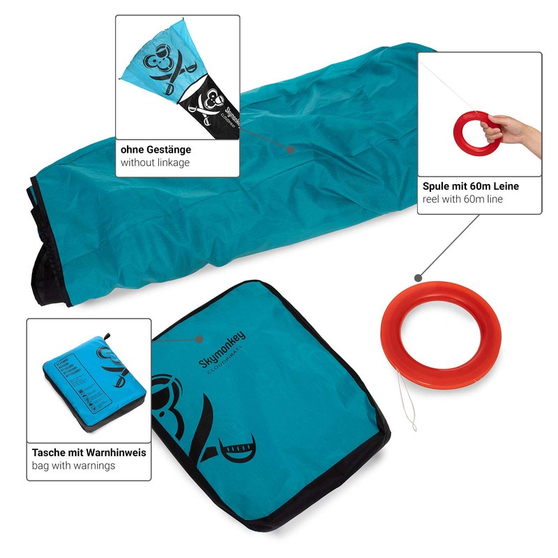 Skymonkey Cloudpirat Kite for Children and Adults, Beginners, Size S,
