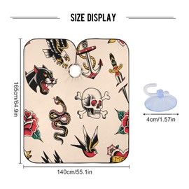 Kigai Old School Tattoo Barber Cape for Men Waterproof Hair Cutting Capes with Snaps Professional Salon Apron for Haircut, Styling, Hairdress
