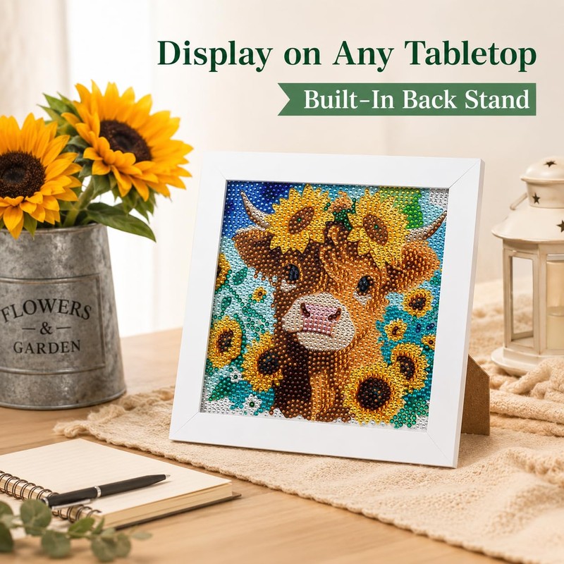 Nikolle Highland Cow Small Diamond Art Kits for Adults Beginner