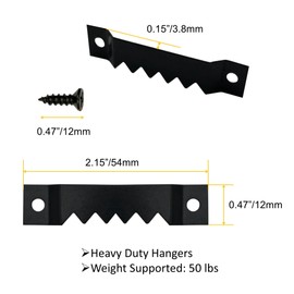 50 Pack Large Sawtooth Picture Hangers Metal Photo Frame Hangers Heavy-Duty Picture Hook Hangers with Screws for Home Decoration Hanging Wall Clock Decorative Paintings Artwork - Black