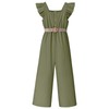 PureChapter Girls Jumpsuits Casual Romper Ruffle Sleeveless Wide Leg Belted