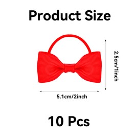BHSTTNIXP 10 PCS Red Hair Ties,Bow Hairbands for Girls and Women,Red Hair Accessories for Women and Girls,Solid Colored Bow Headband,School Hairbands for Children Kids