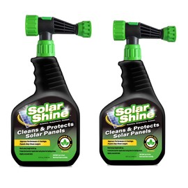 Solar Shine Panel Cleaner & Wash and Protectant - Streak-Free Cleaning & Long Lasting Protection Against Dirt, Non - Toxic, Biodegradable Formula Lavado y Protector de Paneles Solares Shine 2 Pack