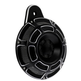 HDBUBALUS Black CNC 110dB Horn Speaker Cover For Harley Big Twin Dyna Low Rider 1991-2023