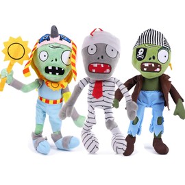JHESAO 3PCS PVZ Plush Plants and Pirate Zombie Toys Soft Dolls - Mummy Zombies
