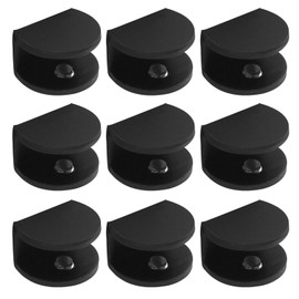 Bivethoi Glass Shelf Bracket Adjustable Shower Brackets, Heavy Duty Rectangle Clamp Holder Glass Shelves, Wall Mount Clamps Clip Support Panel Hardware Replacement Part, Black(Pack of 16)