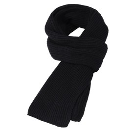 MEMOFYND Black Knitted Scarf, Winter Warm Scarf, Fashionable Scarf, Black Scarf for Men and Women, Fashionable Warm Winter Accessories for Women