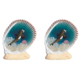 ICE ARMOR 2-PC Set 3" H Shark in Shell Figurine Statue Sculpture Ornament Decoration Home/Room Decor Ideas for Housewarming, Holidays and Birthdays Great Collectible Addition