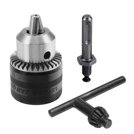 Mesee 1.5-13mm Capacity 1/2-20 UNF Thread Key Drill Chuck with SDS Plus Adapter Air Impact Wrench Converter Conversion Tool with Chuck Key