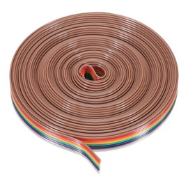 sourcing map 1 Pcs 9 Pin Flat Rainbow Ribbon Cable 20 Ft 1.27mm Pitch Breadboard Jumper Wires for Electronic Projects