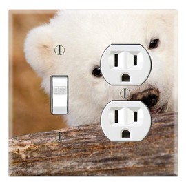 Graphics Wallplates - Cute Polar Bear Cub - Toggle Outlet Combo Wall Plate Cover