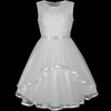 Sunny Fashion KZ65 Flower Girls Dress Off White Belted Wedding