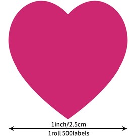 UKKQES Heart Shaped Stickers Rose Red, 2.5CM Cute Decorative Love Labels for Valentine’s Day, Envelopes, Award Charts, Crafting, Scrapbooking, 500 Labels Per Roll