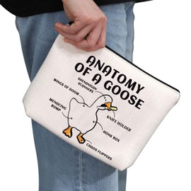 Goose Lover Gift Anatomy of A Goose Makeup Bag Goose Whisperer Cosmetic Bag Goose Owner Gift Bird Lover Gift Goose Farmer Gift Zipper Travel Pouch (Goose White)