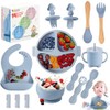 14pcs Vajillas Platos para Bebe Silicona, Set Alimentacion Complementaria Bebe,