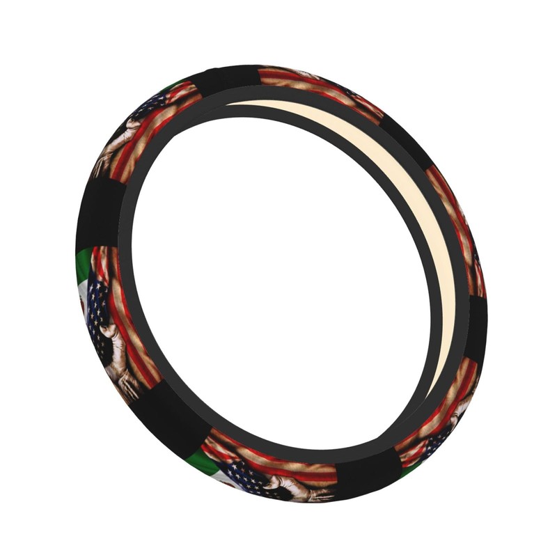 America and Mexico Mexican Mex Flag Steering Wheel Cover for