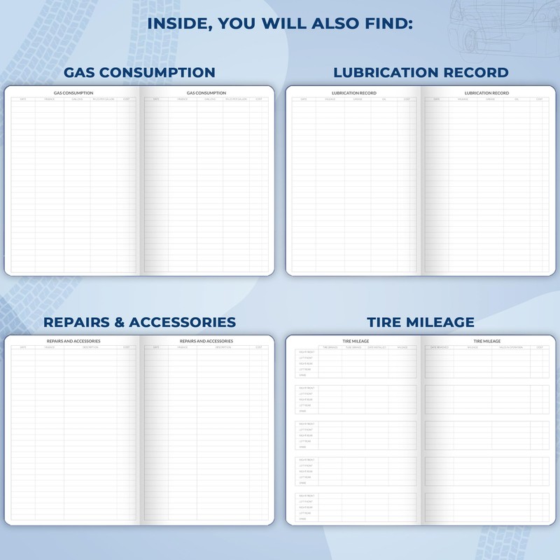Skyline Auto Mileage Log Book – Vehicle Logbook with Expense