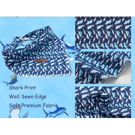 Elegant little tail Dog Bandana, Shark Print Pet Birthday Gift Boy Dog Bibs Scarf, Soft Adjustable Square Dog Kerchief for Large Dogs