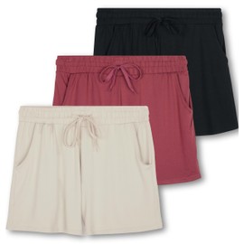 Real Essentials - Paquete de 3: pantalones cortos suaves y cómodos para niñas con cordón, pantalones cortos deportivos para yoga con bolsillos, set 11, Medium