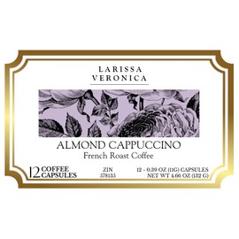 Almond Cappuccino French Roast Coffee (Single Serve K-Cup Pods) (Gourmet, Naturally Flavored, Whole Coffee Beans) (12 pods, ZIN: 578135) - 2 Pack