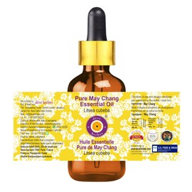 Deve Herbes Pure May Chang Essential Oil (Litsea cubeba) with Glass Dropper Steam Distilled 50ml (1.69 oz)